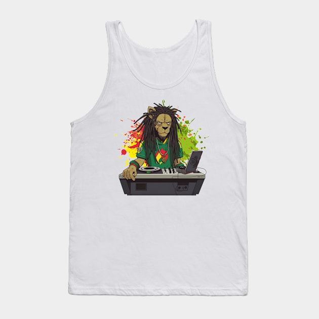 Rastafarian Lion DJ Jah Sound Crew Tank Top by Shaani